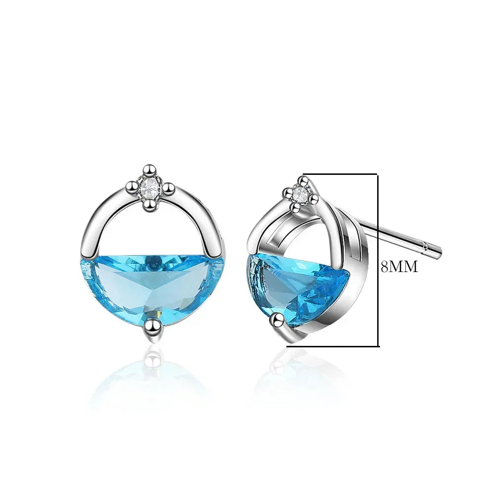 925 Sterling Silver Blue Crystal Elegant Jewelry Sets For Women Wedding Earrings Necklaces Accessories