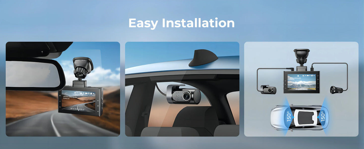 LINGDU LD02 Lite Dash Cam 3inch Screen 4K Front 1080P Rear Camera 5.8Gh WiFi GPS Voice Control 24H Parking Monitor Night Vision
