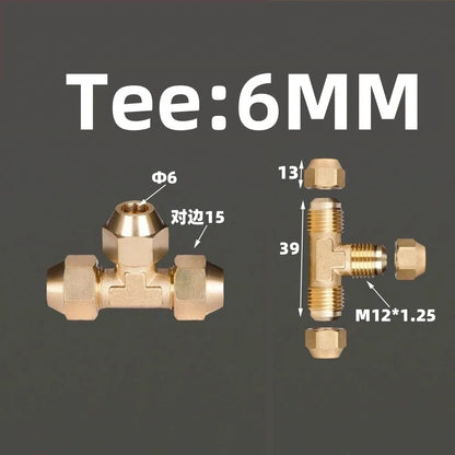 1pcs Flared Brass Straight through pipe fittings 6/8/10/12/14mm Tube connector Fitting Air conditioning extension tool Fitting