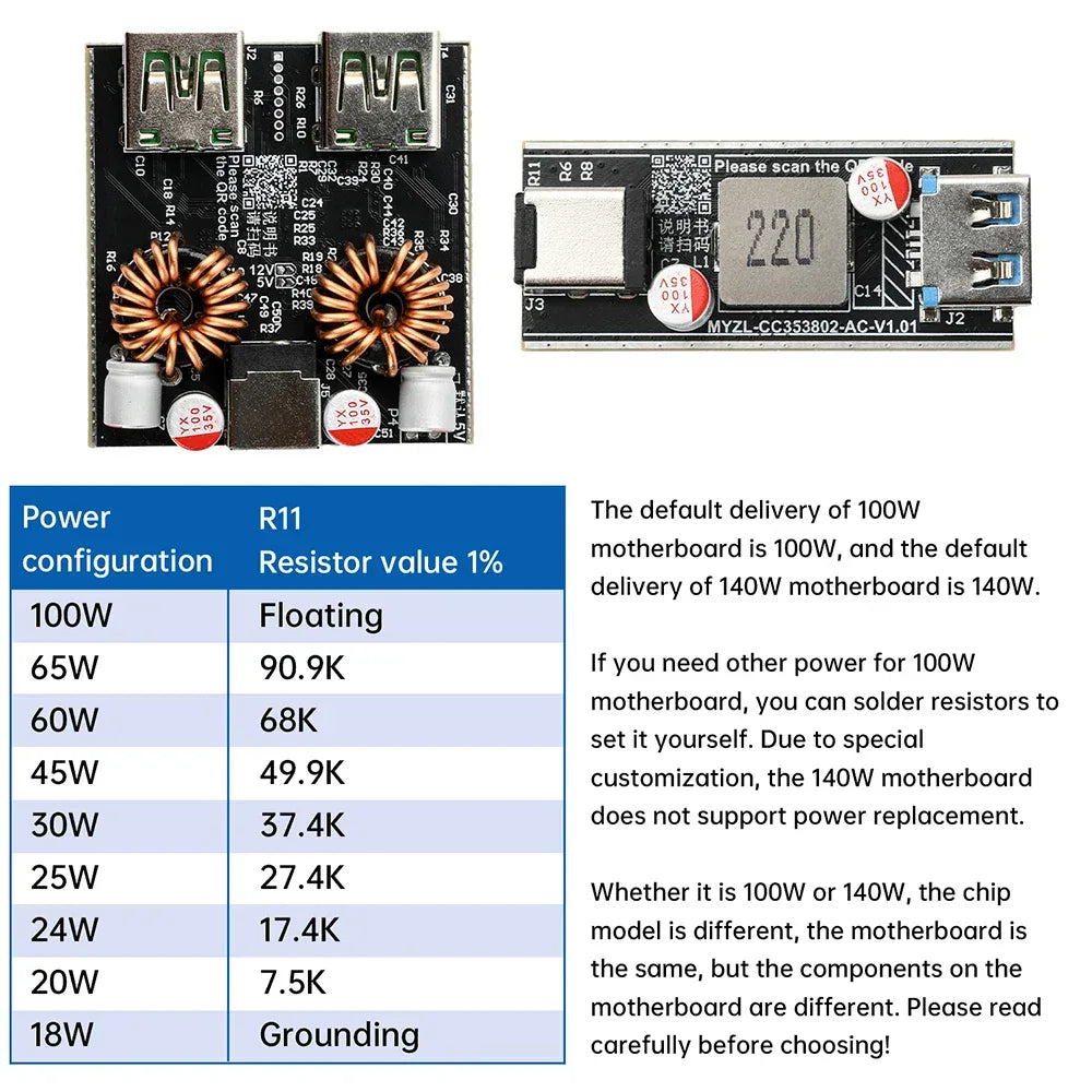 PD140W/PD100W Fast Charging Desktop Charger Module Full Protocol DIY Motherboard Single-Channel Dual-Channel Charger Module
