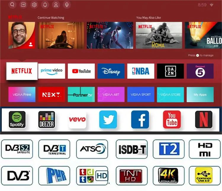 Fire Android Tv Oem Custom Logo Hd Video 4k Ultra Hd Plastic Led Tv  75 Inch Smart Tv