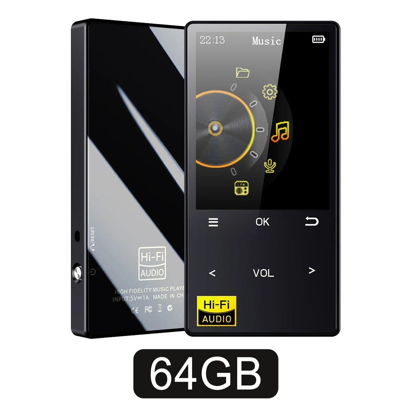 Hi-Fi MP3 Player with Bluetooth and WiFi Lossless DSD High Definition Portable Hi-Fi Digital Audio Music Player Voice Recorder