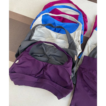 2 Pieces Yoga Gym Set Women Seamless Strappy Yoga Bra High Waist Workout Scrunch Shorts Sports Set Fitness Clothes Sportswear