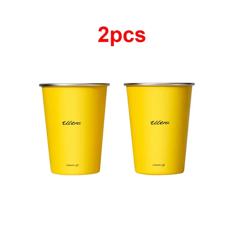 Mijia Life Ultra Yellow 304 Stainless Steel Drinking Cup 350ML Single-layer Rolled Edge Beer Outdoor Car Stacked Cold Drink Cup