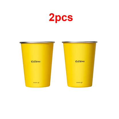 Mijia Life Ultra Yellow 304 Stainless Steel Drinking Cup 350ML Single-layer Rolled Edge Beer Outdoor Car Stacked Cold Drink Cup