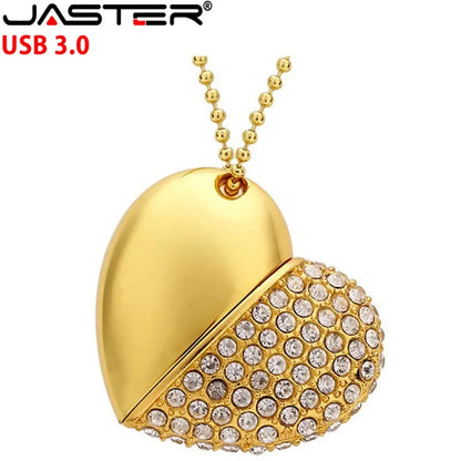 High Speed Metal Necklace USB 3.0 Flash Drive 4G 8G 16GB 32GB 64GB 128GB Heart Pen Drives Gifts  Memory Stick 100% Real Capacity