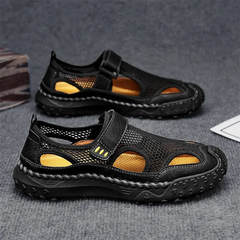 Summer Men Sandals Genuine Leather Mens Casual Shoes Outdoor Men Leather Sandals for Men Beach Shoes Roman mens Shoes