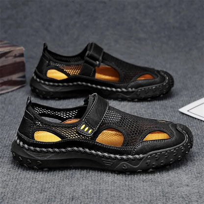 Summer Men Sandals Genuine Leather Mens Casual Shoes Outdoor Men Leather Sandals for Men Beach Shoes Roman mens Shoes