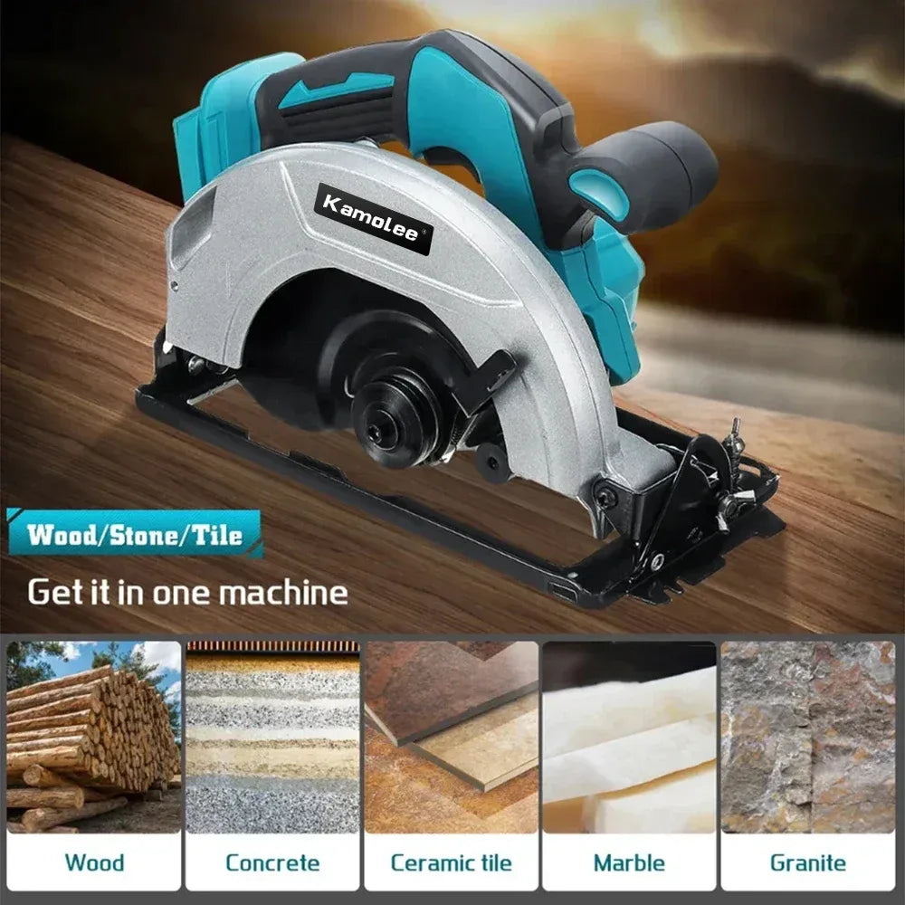 Kamolee 7 inch 21V 6.0Ah 6000mAh Electric Circular Saw  for Home DIY Apply to 18V 21V Battery