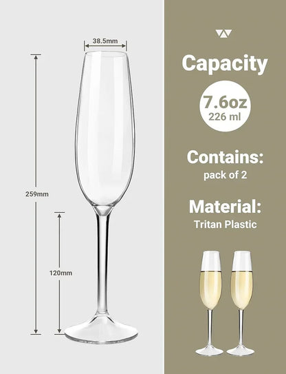 MICHLEY Unbreakable Champagne Flutes Glasses Set Plastic Tritan Sparkling Wine Glass For Wedding Party Picnic Barware 2/4 pcs
