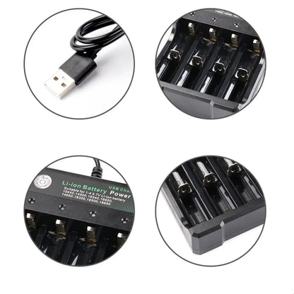 18650 Battery Charger Black 2/3/4 Slots AC 110V 220V Dual For 18650 Charging 3.7V Rechargeable Lithium Battery 4 Ports Charger