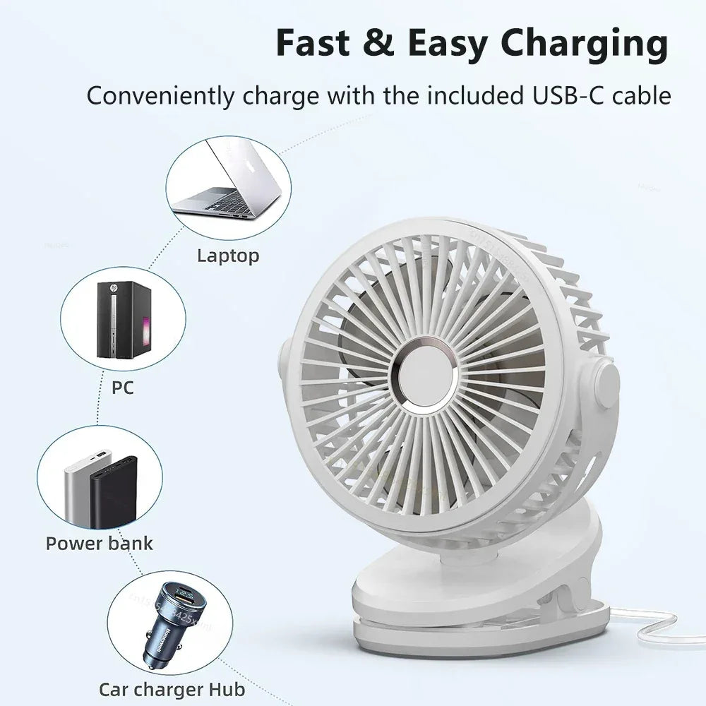 Desktop Fan Portable Clip Fan for Home Room Office Desk/Clip Fan 720° Rotate Wireless Wall Fan Portable Mini Air Circulator Fan