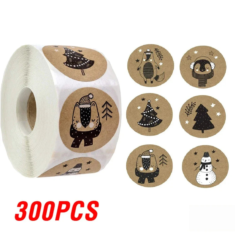 100-500Pcs Gold Snowflake Christmas Stickers Candy Bag Envelopes Sealing Label Christmas Gifts Box Decorations Sticker