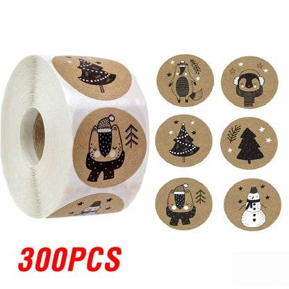 100-500Pcs Gold Snowflake Christmas Stickers Candy Bag Envelopes Sealing Label Christmas Gifts Box Decorations Sticker