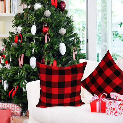 Christmas Plaid Decorative Throw Pillow Covers Scottish Tartan Cushion Case for Farmhouse Home Holiday Decor Sofa Couch Decor
