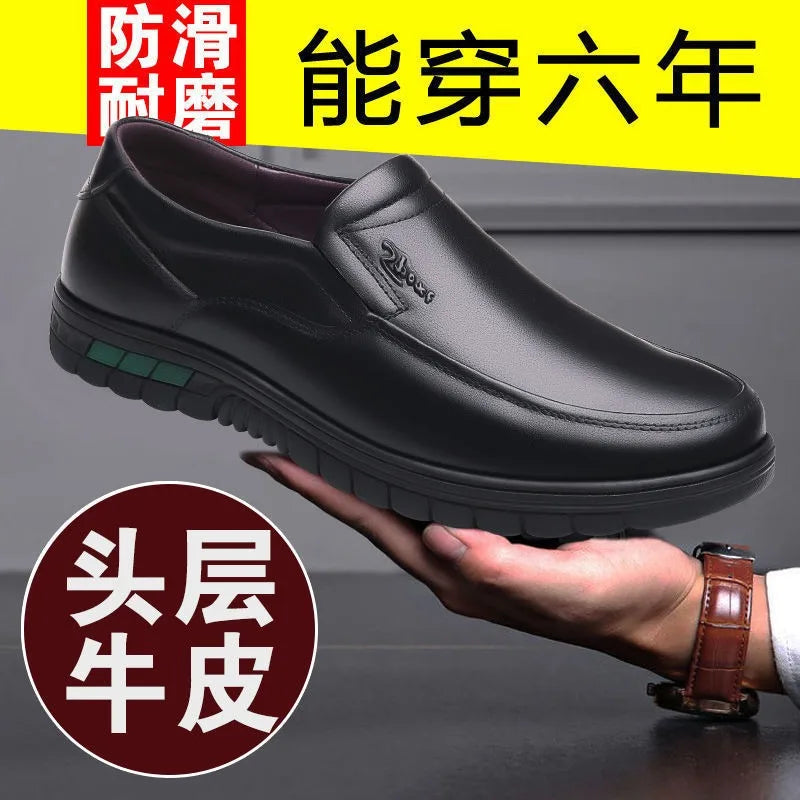 Men's PU Leather Shoes Formal Dress Loafers Large Size Casual Soft Mens Business Comfortable Non-slip Driving Shoes