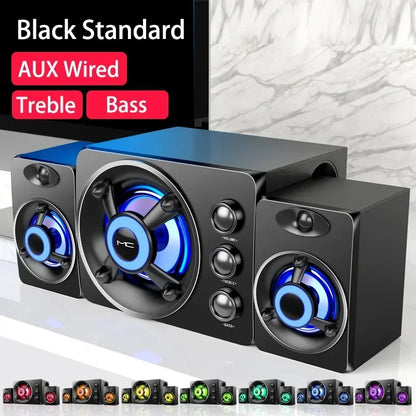 3D Hifi Stereo USB Active Bluetooth Speaker Computer Multimedia RGB Subwoofer AUX, USB, TF Suitable for TV, Computer Audio