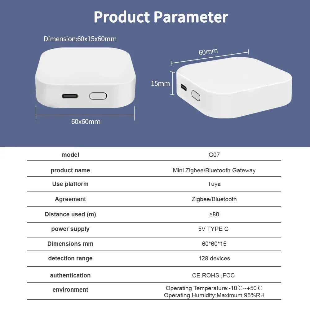 Tuya Zigbee/Bluetooth Gateway Smart Wireless Hub Gateway Connect 128(max)zigbee devices for Smart Life APP Alexa Home SmartLife