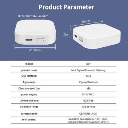 Tuya Zigbee/Bluetooth Gateway Smart Wireless Hub Gateway Connect 128(max)zigbee devices for Smart Life APP Alexa Home SmartLife