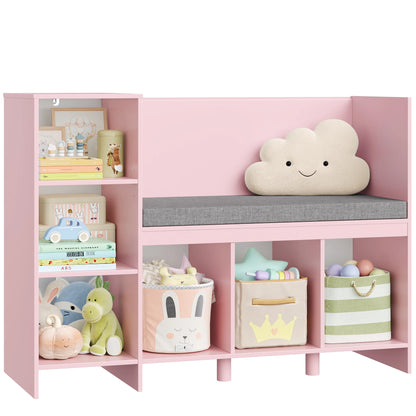 Child Rack 110 cm toys Shelf CHILDREN'S room with Pillow and 6 Shelves Child Seat Bench toys storage for Kids