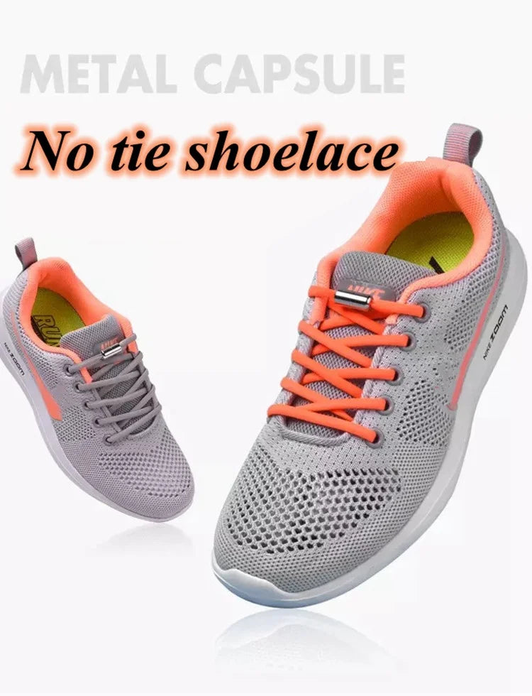 Semicircle No Tie Shoelaces Elastic Shoe laces Sneakers shoelace Metal Lock Lazy Laces for Kids and Adult One size fits all shoe