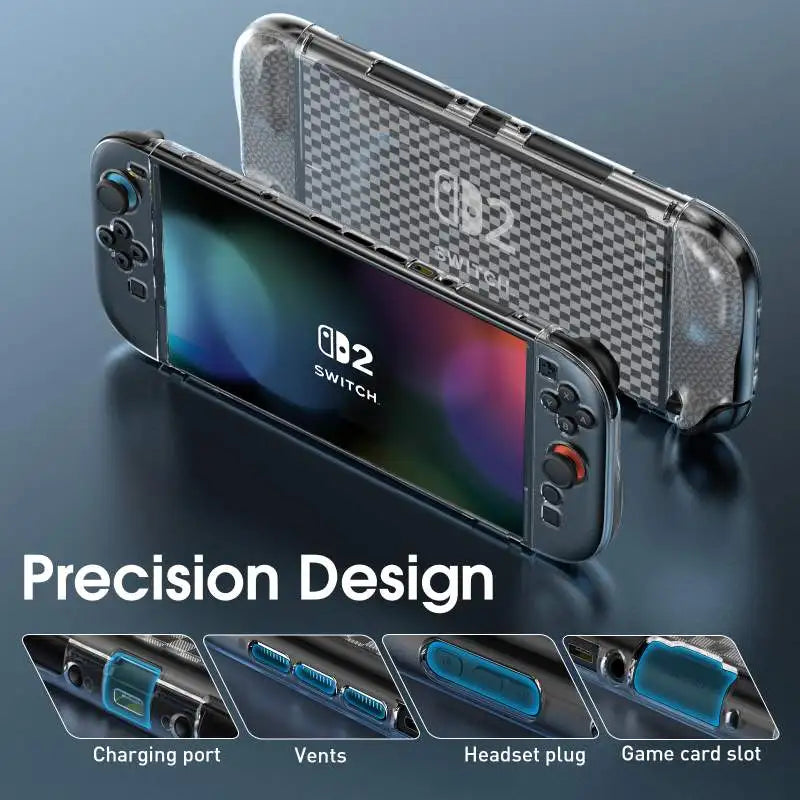 New Suitable Switch 2 Protective Case With Transparent Mesh Texture For Shock Scratch And Fingerprint Resistance