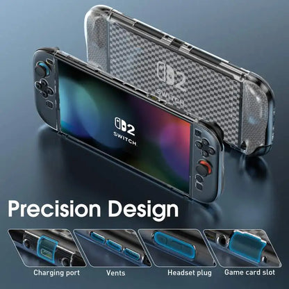New Suitable Switch 2 Protective Case With Transparent Mesh Texture For Shock Scratch And Fingerprint Resistance