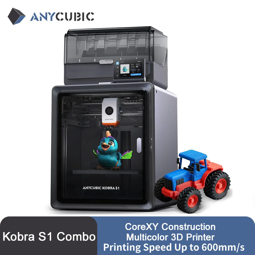 Anycubic Kobra S1 Combo Multi-Color 3D Printer High Precision Core XY Stable Structure Ultra-Quiet Max Speed 600mm/s 3D Printer