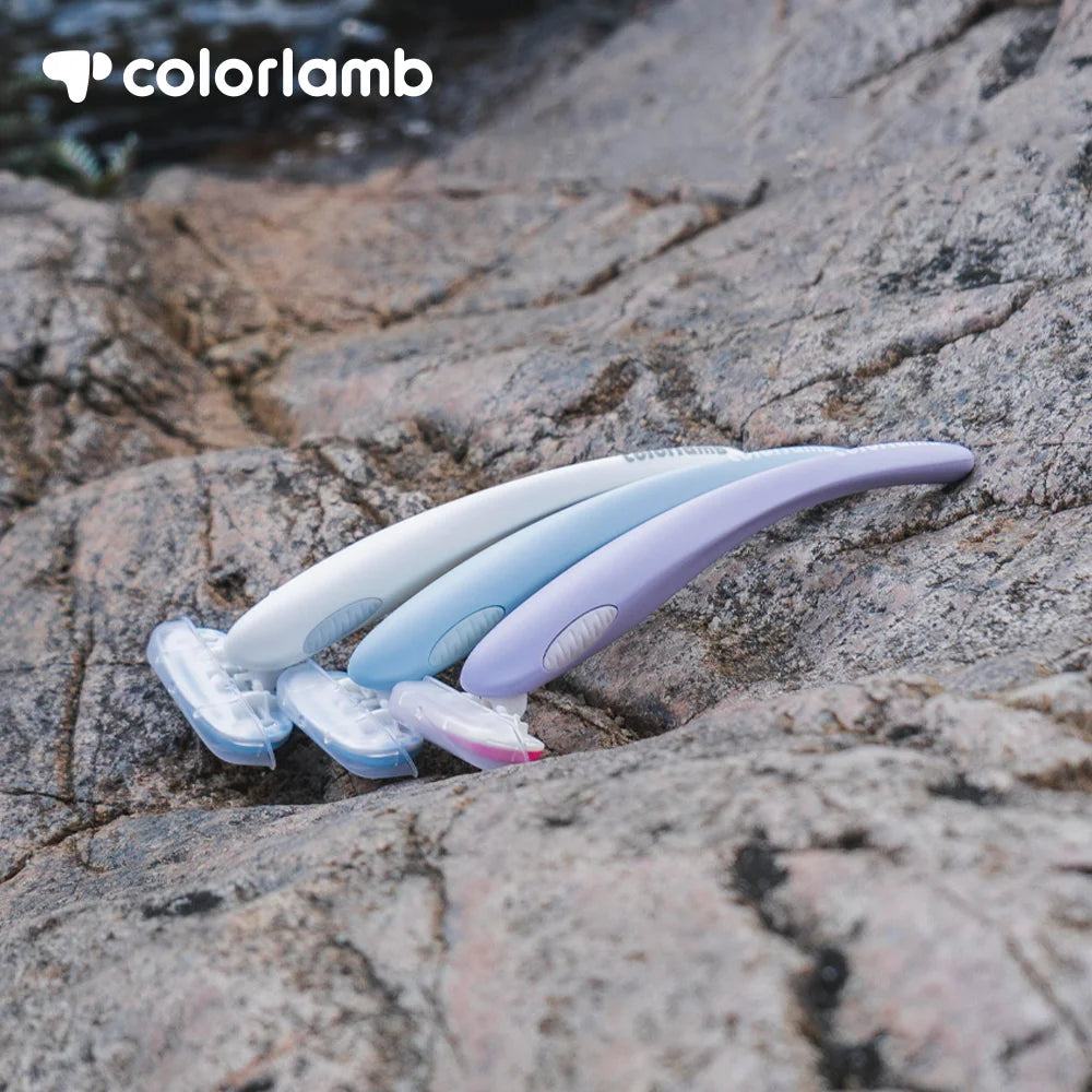 Colorlamb Whale Shape Women Razor with 5 Layer Skincare Soap Blades for Shaving Body Hair Removal Tool Safe Cleaning Shaver