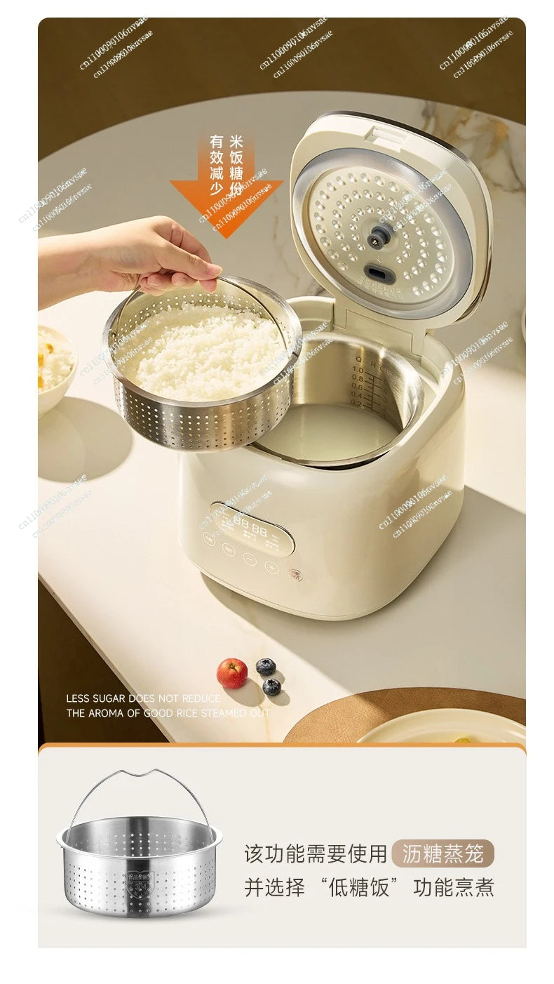 Rice cooker stainless steel 0 coated 3-4 people mini household rice soup separation 2-3 people rice cooker