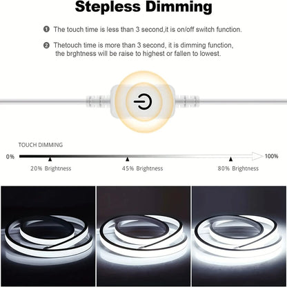 USB 5V Neon LED Strip Light Smart Touch Sensor Dimmable Neon Sign Light Tape Waterproof Flexible Lighting Lamp For Room Decor