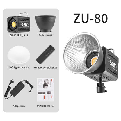 MIAOTU ZU-80 MINI Photography Light LED Live COB Fill light 2700-7500K Professional Video Portable Lampshade Mini Bowens Mount