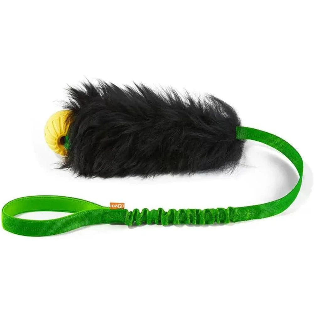 Dog Rope Toy Interactive Dog Bungee Chaser Toy with Rubber Ball Pet Tug Toy Sheepskin for Medium Large Dogs Exercise Outdoor