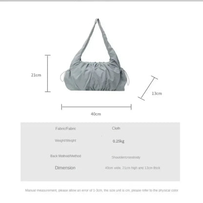 Nylon Cloth Bag Women Tote Bag Large Capacity Summer 2025 New Fashionable women's pleated Outdoor Travel bag Shoulder Bag