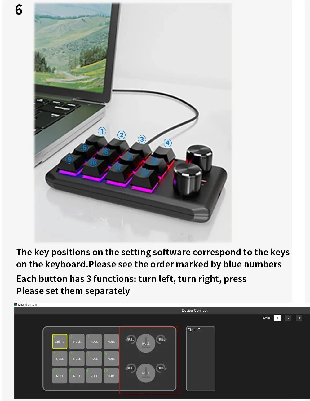12 Key 2 Knob Mini Macro Custom Keyboard Bluetooth/3 Modes Programming Mechanical Keyboard Gaming Drawing Switch Hot-swap Keypad