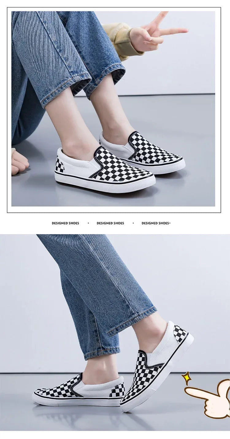 Hand-Painted Canvas Shoes Elastic Unisex Spring 2025 Style Korean Version Flat Heel Breathable Cotton Lined All-Season Footwear