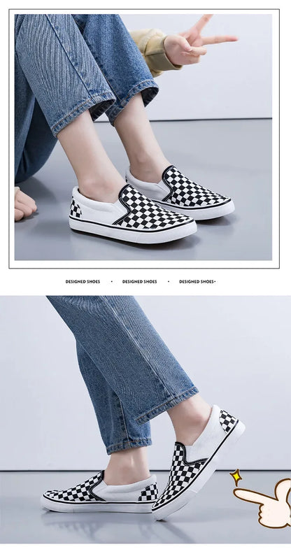 Hand-Painted Canvas Shoes Elastic Unisex Spring 2025 Style Korean Version Flat Heel Breathable Cotton Lined All-Season Footwear