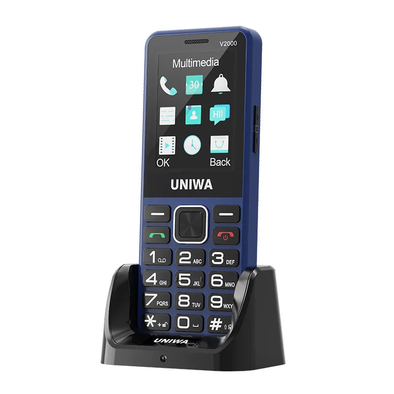 UNIWA V2000 Phone Big Push-Button Dual Screen 0.3MP Camera FM Radio Keyboard 1700mAh 4G Cellphone Support one click dialing