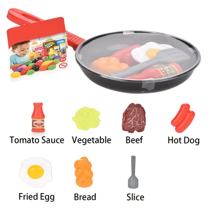 8pcs/set Simulation Kitchenware Play Set Pot Steak Vegetable Bread Hot Dog Omelette Children Toy Kitchen Food Toys