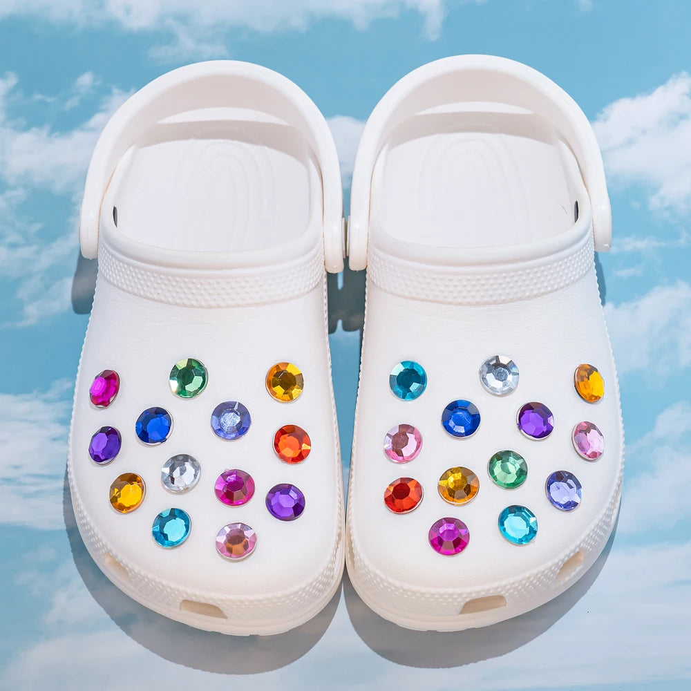 1PCS Bling Crystal PVC Shoe Charms Flower Heart Shaped Gem DIY Accessories Shoe Decorations Charms Transparent Diamond