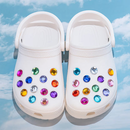 1PCS Bling Crystal PVC Shoe Charms Flower Heart Shaped Gem DIY Accessories Shoe Decorations Charms Transparent Diamond