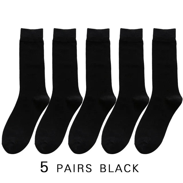 5/10 Pairs Black White Business Casual Sox Spring Autumn Warm Men's  Socks Size38-44 Long Socks Men Dress Socks Male Gifts
