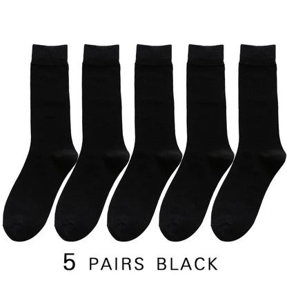 5/10 Pairs Black White Business Casual Sox Spring Autumn Warm Men's  Socks Size38-44 Long Socks Men Dress Socks Male Gifts