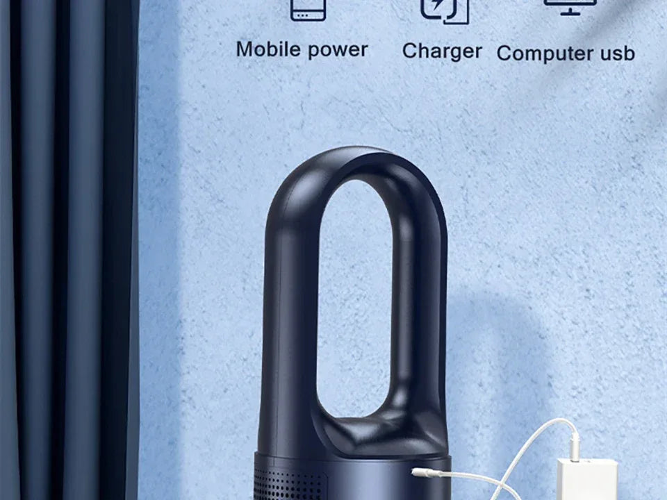 Electric Rechargeable Fan Bladeless Floor Standing Fan Cooling Child Safety Tower 2000mAh Fan Household Air Cooler  6 Gears