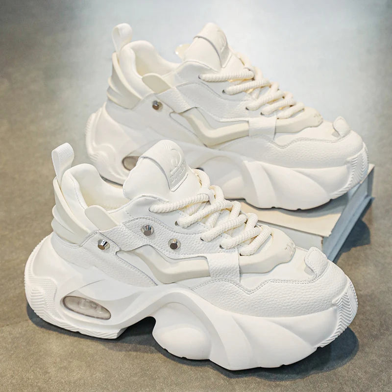 Spring Retro Brown Sneakers Men's Shoes 2025 Chunky Casual Sneakers for Men Comfortable Leather Mens Shoes Trainers basket homme