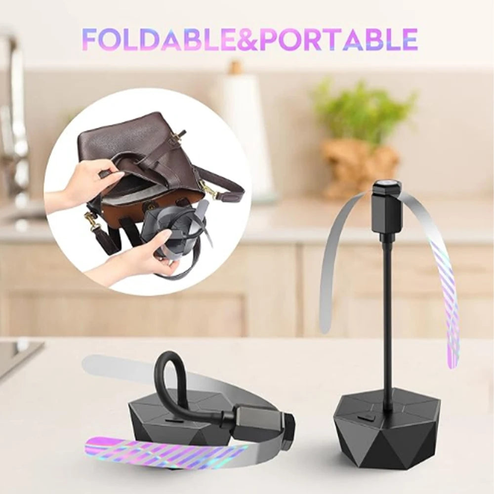 Retractable Fly Repellent Fan - USB Rechargeable Battery Powered, Outdoor Party Bug Deterrent Device