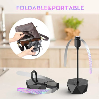 Retractable Fly Repellent Fan - USB Rechargeable Battery Powered, Outdoor Party Bug Deterrent Device