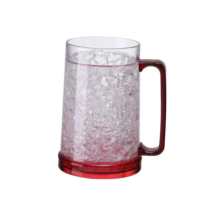 Double Wall Gel Frosty Freezer Ice Mugs Beer Mug with Handles Transparent Whiskey Glasses for Bar Outdoor Drinking Glasses