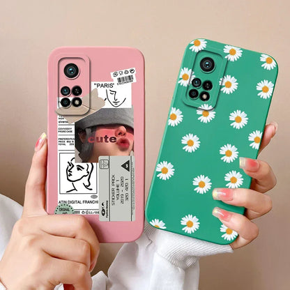 For Xiaomi Mi 10T 5G Phone Case Matte Liquid Silicone Shell For Xiaomi Mi 10T Pro 5G Cute Cat Cartoons Ultrathin Fashion Fundas