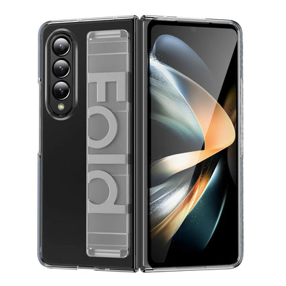 Ultra-thin Matte Silicone Wrist Strap Case For Samsung Galaxy Fold 7 6 5 4 3 Transparent Folding Shockproof Hard Back Cover